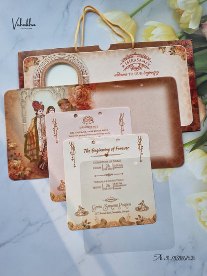 Ribbon Dulah Dulhan Hindu Sikh Jain invitation Cards ATS-4241 – image 3