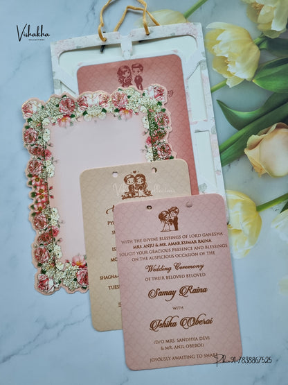 Ribbon Carry Bag Flower Hindu Muslim Christian Sikh Jain invitation Cards ATS-4243 – image 3