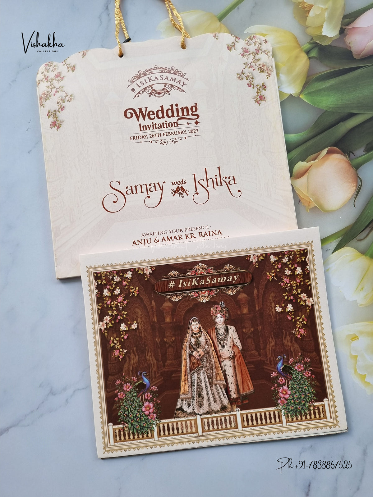 Semi Box Carry Bag Dulah Dulhan Hindu Sikh Jain invitation Cards ATS-4254 – image 1