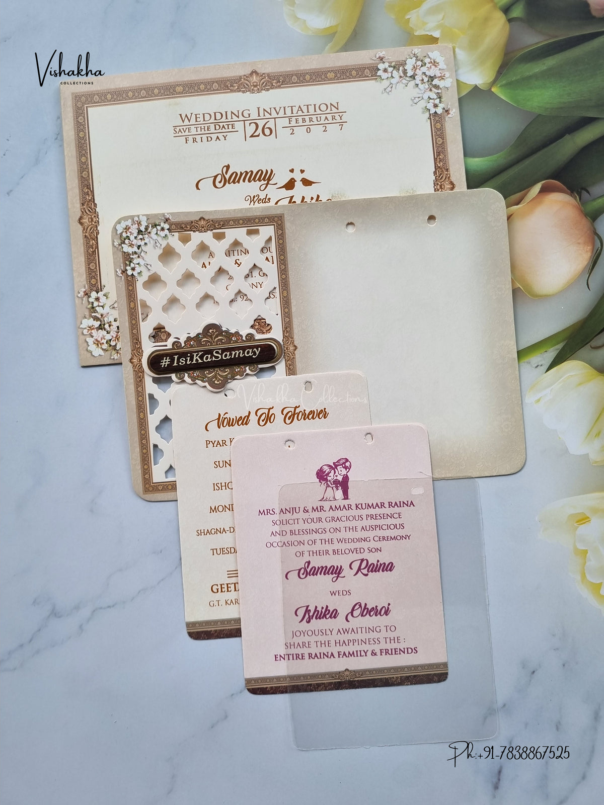 Ribbon Flower Hindu Muslim Christian Sikh Jain invitation Cards ATS-4301 – image 3