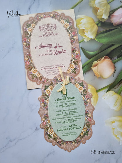 Ribbon Flower Hindu Muslim Christian Sikh Jain invitation Cards ATS-4304 – image 1