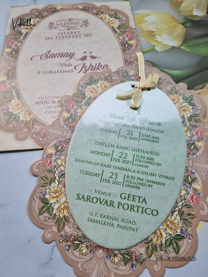 Ribbon Flower Hindu Muslim Christian Sikh Jain invitation Cards ATS-4304 – image 2