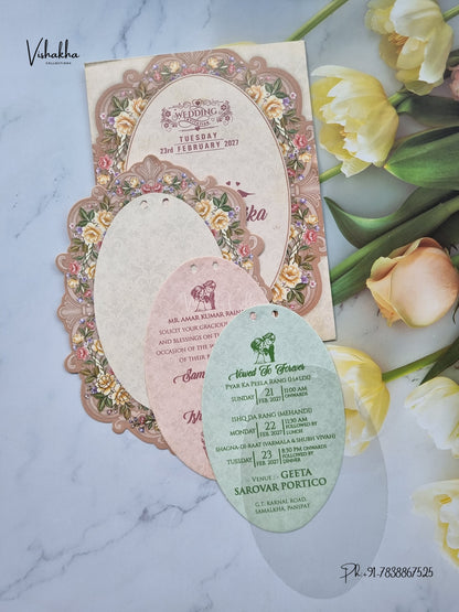 Ribbon Flower Hindu Muslim Christian Sikh Jain invitation Cards ATS-4304 – image 3