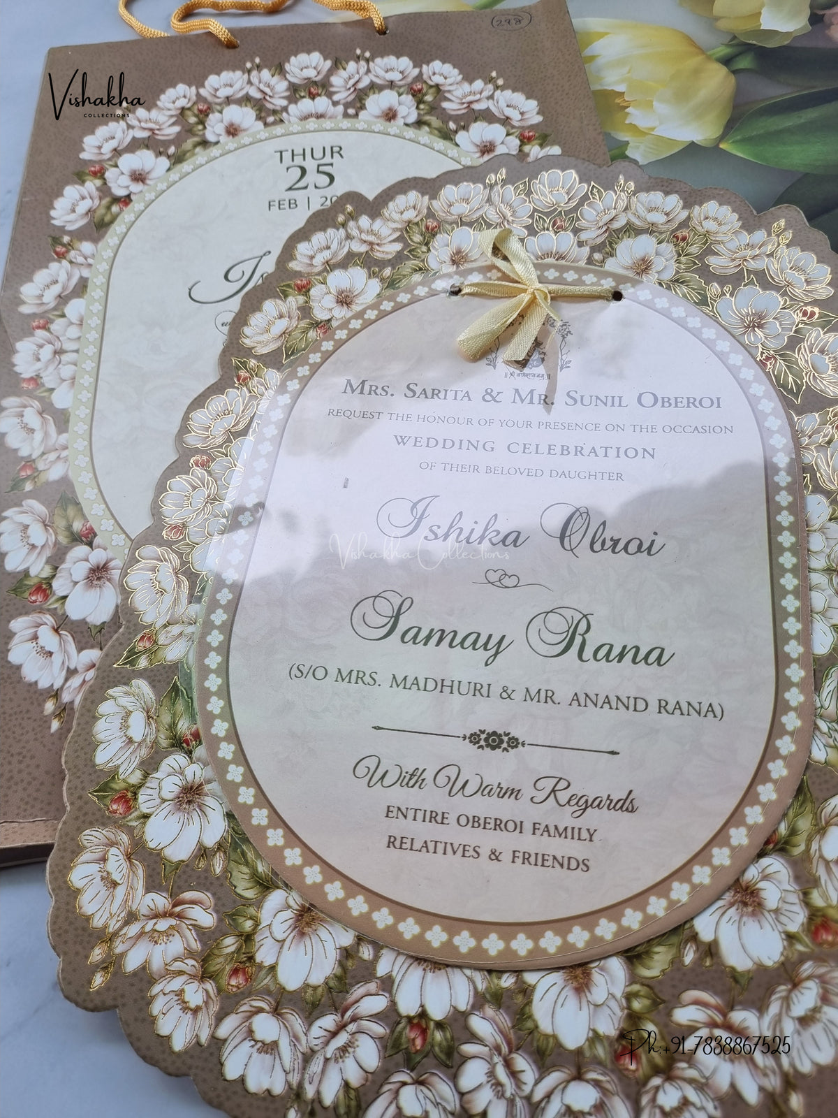 Semi Box Ribbon Carry Bag Hindu Muslim Christian Sikh Jain invitation Cards ATS-4321 – image 2