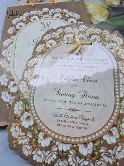 Semi Box Ribbon Carry Bag Hindu Muslim Christian Sikh Jain invitation Cards ATS-4321 – image 2