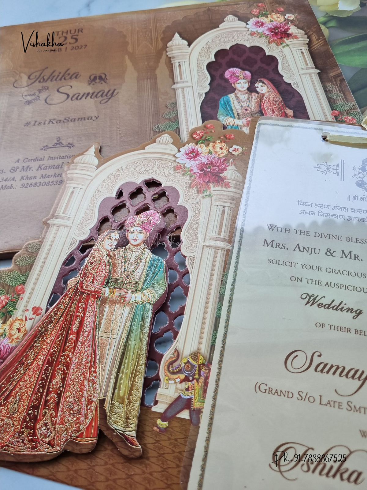 Semi Box Ribbon Dulah Dulhan Hindu Sikh Jain invitation Cards ATS-4343 – image 2