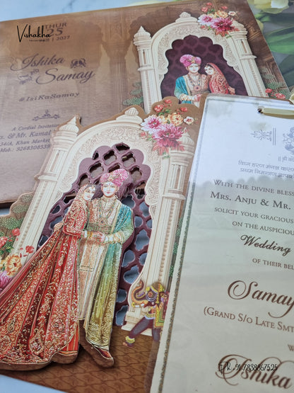 Semi Box Ribbon Dulah Dulhan Hindu Sikh Jain invitation Cards ATS-4343 – image 2