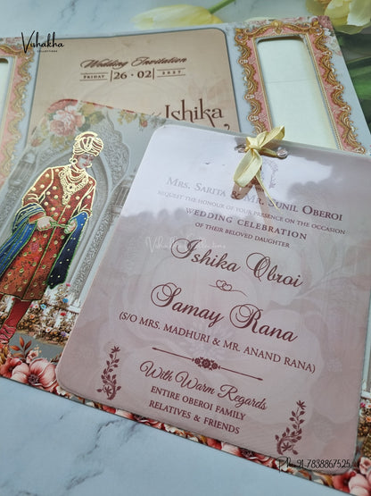 Ribbon Dulah Dulhan Hindu Sikh Jain invitation Cards ATS-4350 – image 2