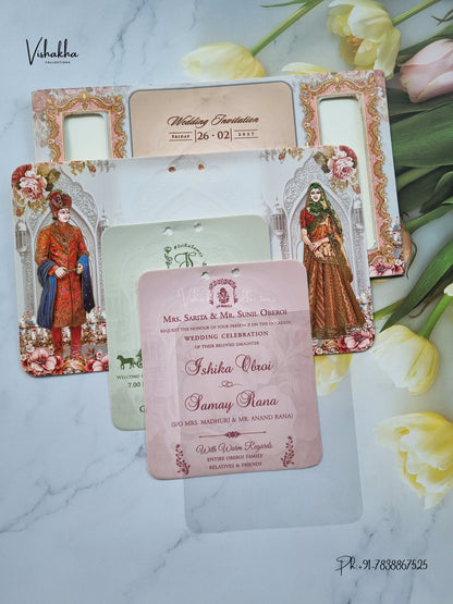 Ribbon Dulah Dulhan Hindu Sikh Jain invitation Cards ATS-4350 – image 3