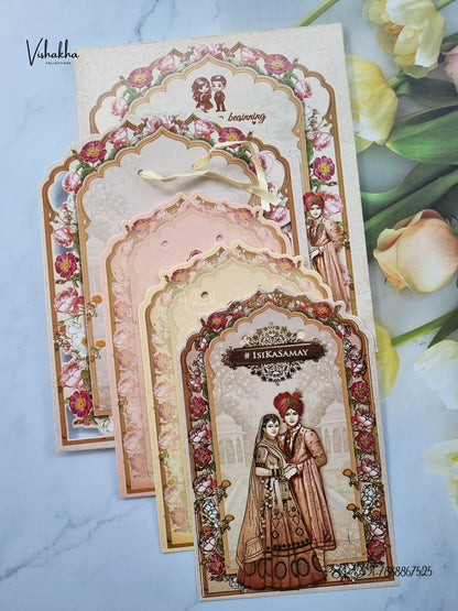 Semi Box Ribbon Dulah Dulhan Hindu Sikh Jain invitation Cards ATS-4367 – image 3