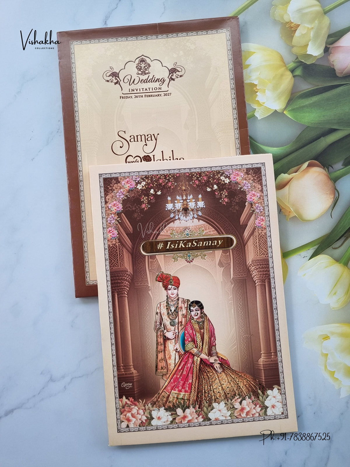 Semi Box Dulah Dulhan Hindu Sikh Jain invitation Cards ATS-5130 – image 1