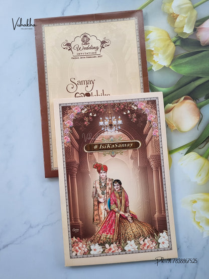 Semi Box Dulah Dulhan Hindu Sikh Jain invitation Cards ATS-5130 – image 1