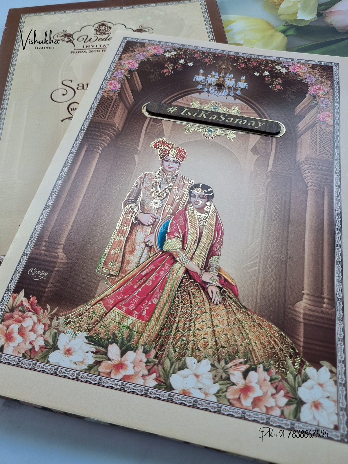 Semi Box Dulah Dulhan Hindu Sikh Jain invitation Cards ATS-5130 – image 2