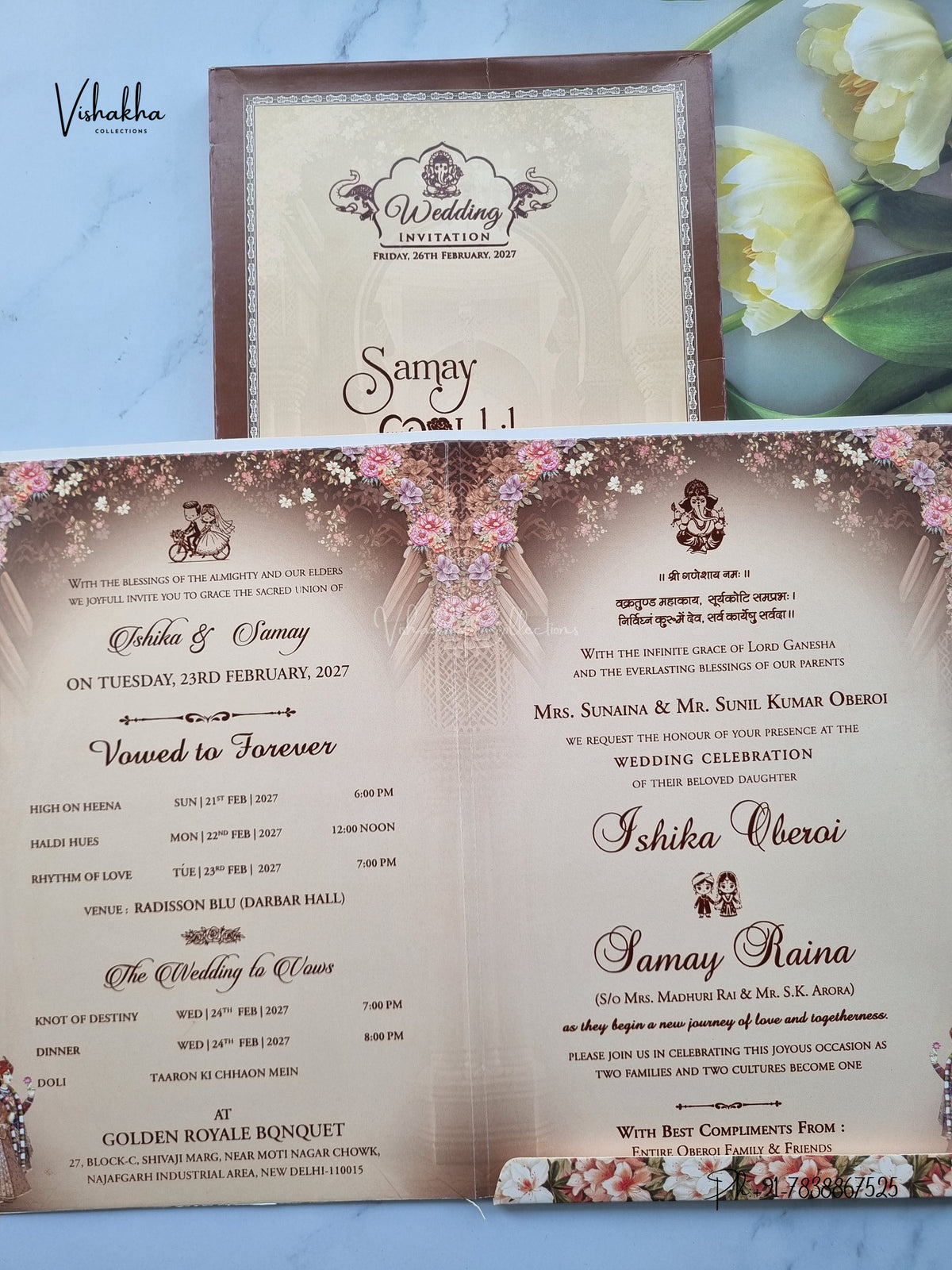 Semi Box Dulah Dulhan Hindu Sikh Jain invitation Cards ATS-5130 – image 3
