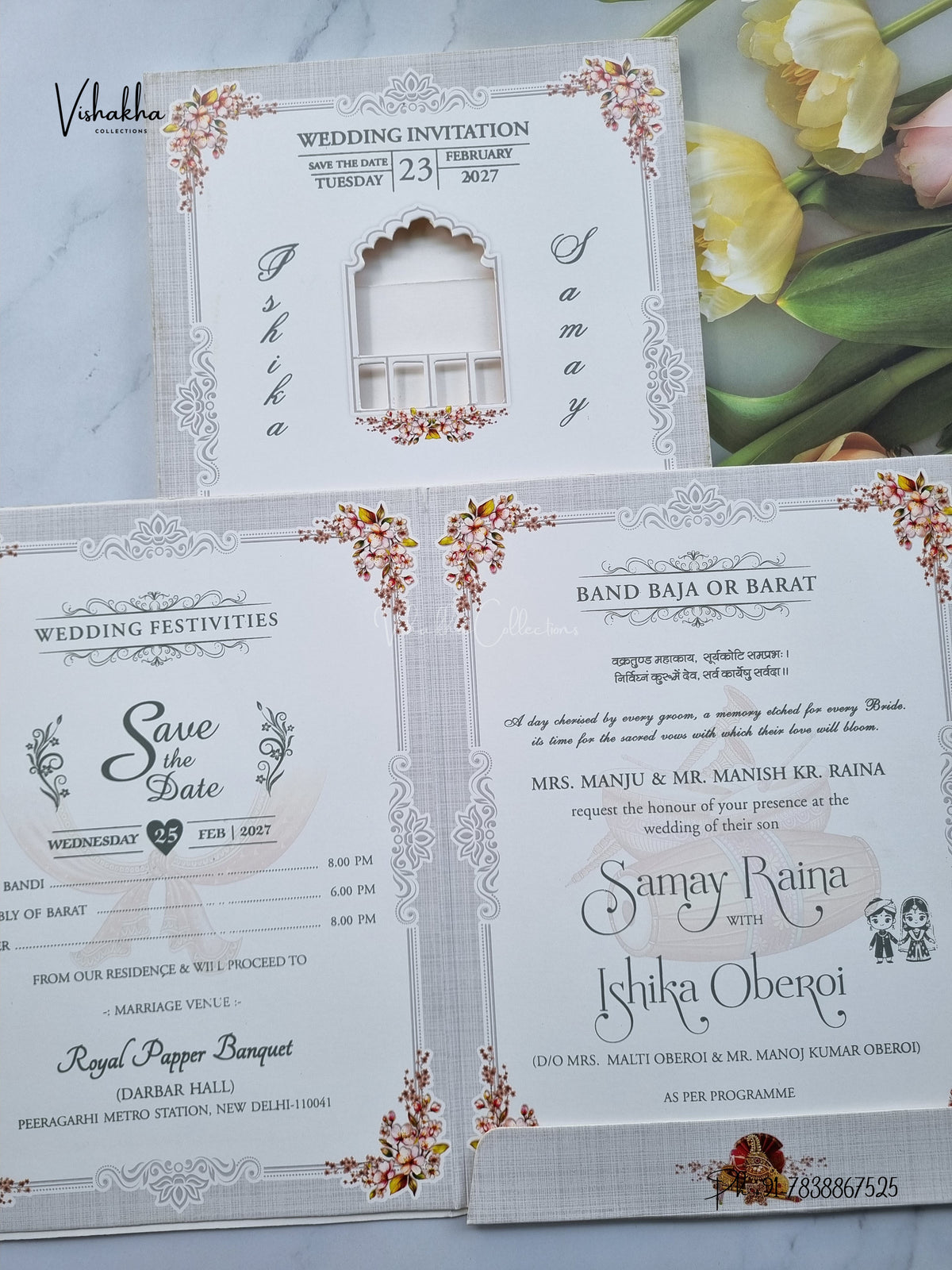Semi Box Dulah Dulhan Hindu Sikh Jain invitation Cards ATS-5276 – image 3