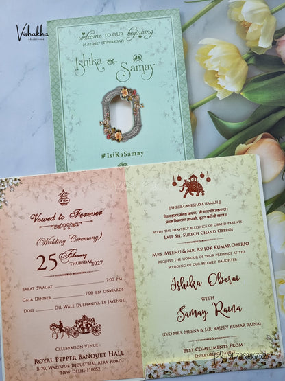 Semi Box Ganesh Ji Flower Hindu Jain invitation Cards ATS-5304 – image 3