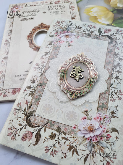 Semi Box Ganesh Ji Flower Hindu Jain invitation Cards ATS-5305 – image 2