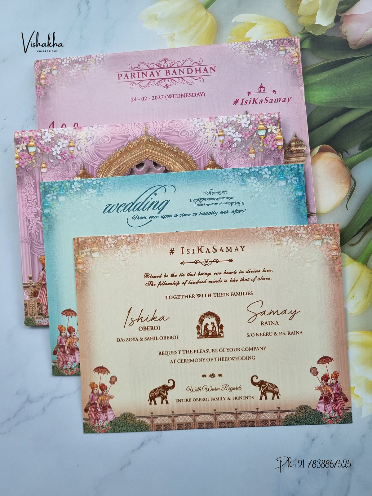 Semi Box Dulah Dulhan 3D Pop Up Hindu Sikh Jain invitation Cards ATS-5312 – image 3
