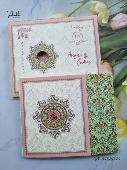 Semi Box Double Door Ganesh Ji Flower Hindu Jain invitation Cards ATS-5315 – image 1