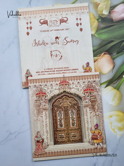Semi Box Dulah Dulhan Hindu Sikh Jain invitation Cards ATS-5333 – image 1