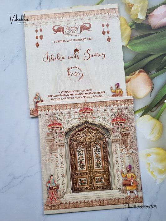 Semi Box Dulah Dulhan Hindu Sikh Jain invitation Cards ATS-5333 – image 1