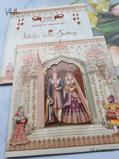 Semi Box Dulah Dulhan Hindu Sikh Jain invitation Cards ATS-5333 – image 2