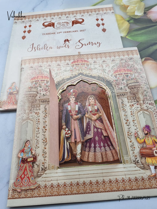 Semi Box Dulah Dulhan Hindu Sikh Jain invitation Cards ATS-5333 – image 2