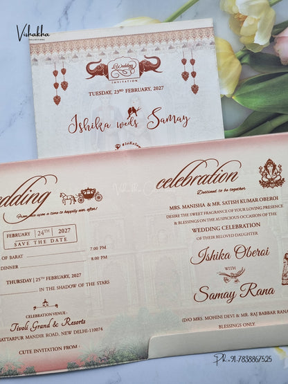 Semi Box Dulah Dulhan Hindu Sikh Jain invitation Cards ATS-5333 – image 3
