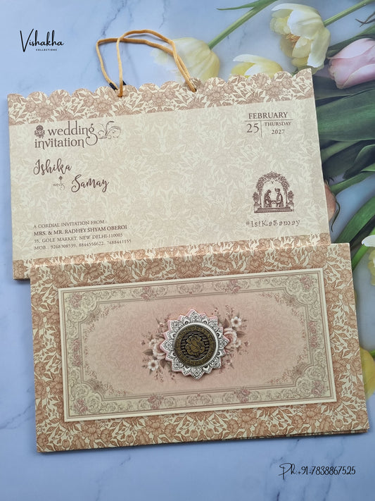 Semi Box Ganesh Ji Flower 3D Pop Up Hindu Jain invitation Cards ATS-5342 – image 1