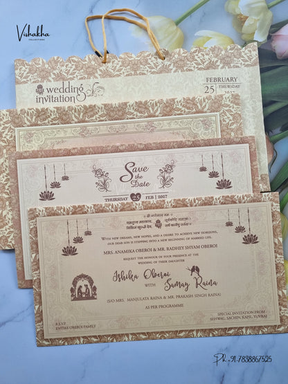 Semi Box Ganesh Ji Flower 3D Pop Up Hindu Jain invitation Cards ATS-5342 – image 3