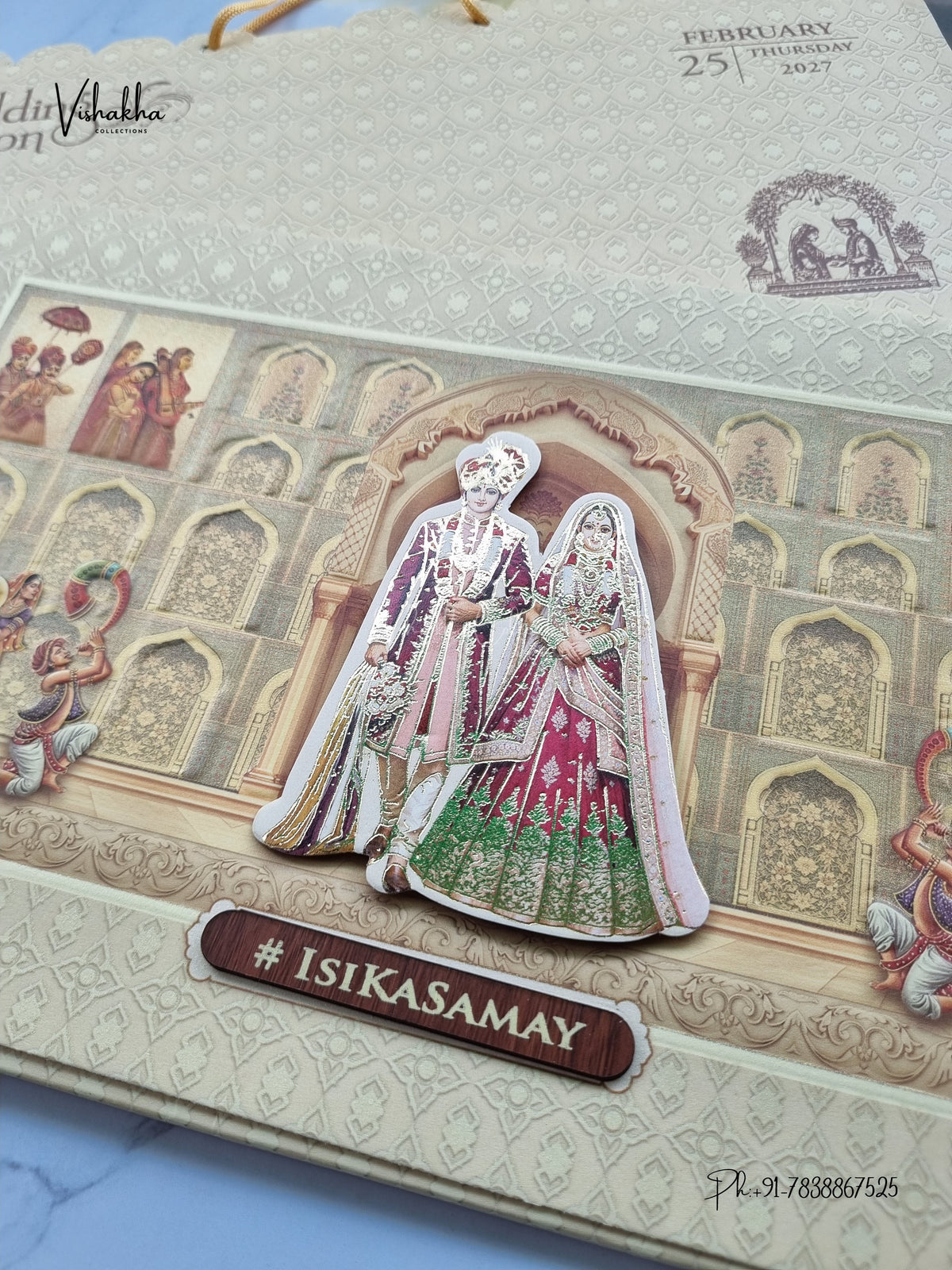 Semi Box Dulah Dulhan 3D Pop Up Haveli Hindu Sikh Jain invitation Cards ATS-5344 – image 2