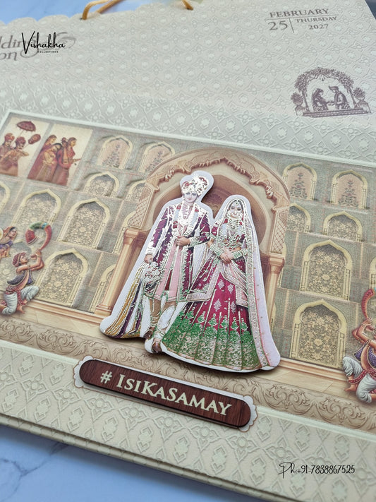 Semi Box Dulah Dulhan 3D Pop Up Haveli Hindu Sikh Jain invitation Cards ATS-5344 – image 2