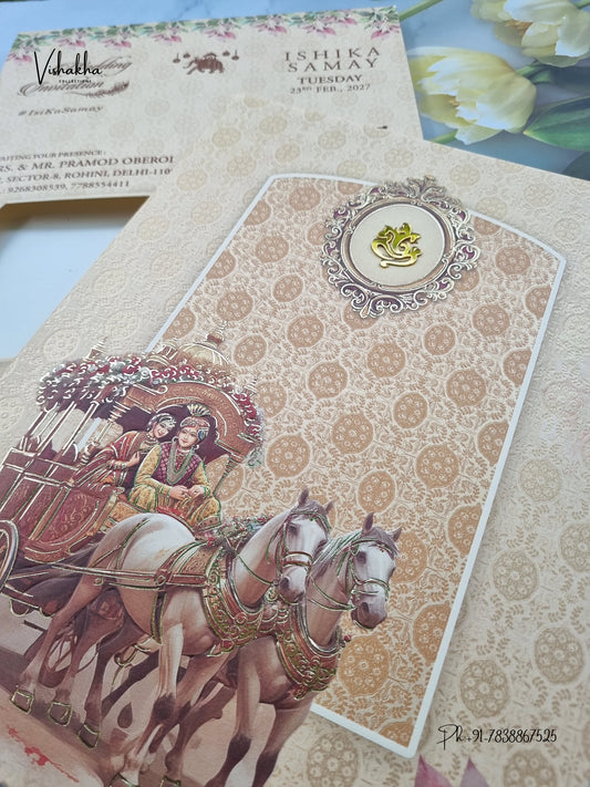 Semi Box Ganesh Ji Barat Dulah Dulhan Hindu Jain invitation Cards ATS-5350 – image 2