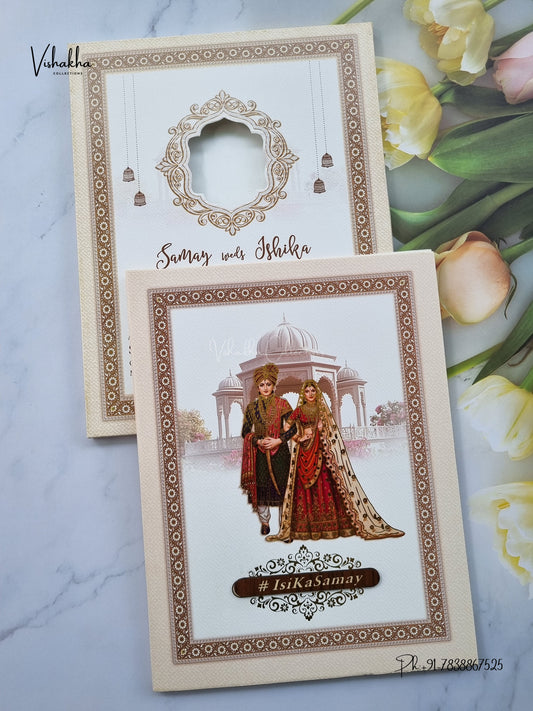 Semi Box Dulah Dulhan Hindu Sikh Jain invitation Cards ATS-5353 – image 1