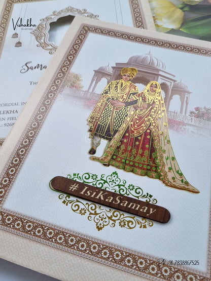 Semi Box Dulah Dulhan Hindu Sikh Jain invitation Cards ATS-5353 – image 2