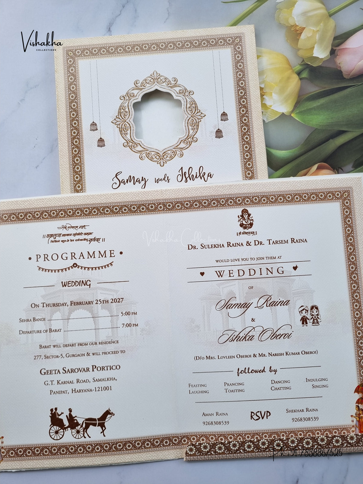 Semi Box Dulah Dulhan Hindu Sikh Jain invitation Cards ATS-5353 – image 3