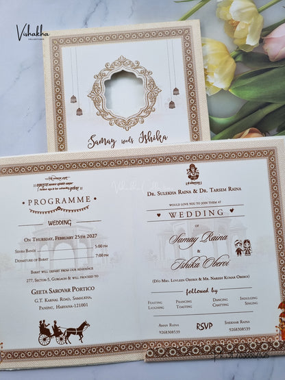 Semi Box Dulah Dulhan Hindu Sikh Jain invitation Cards ATS-5353 – image 3
