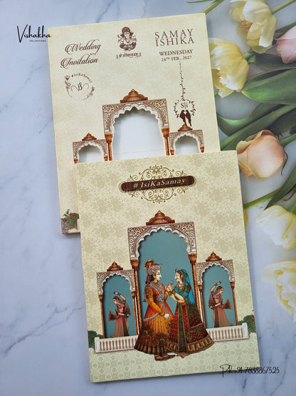 Semi Box Dulah Dulhan Hindu Sikh Jain invitation Cards ATS-5354 – image 1
