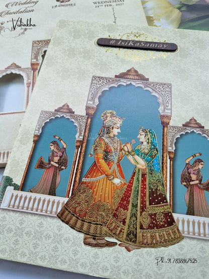 Semi Box Dulah Dulhan Hindu Sikh Jain invitation Cards ATS-5354 – image 2