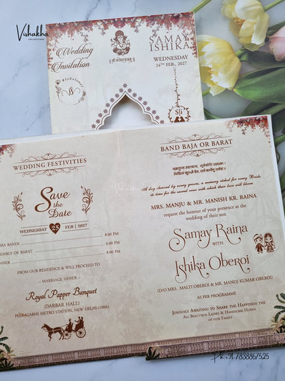 Semi Box Flower Dulah Dulhan Hindu Sikh Jain invitation Cards ATS-5356 – image 3