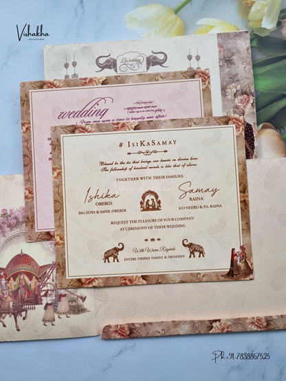 Semi Box Double Door Ganesh Ji Dulah Dulhan Hindu Jain invitation Cards ATS-5357 – image 3