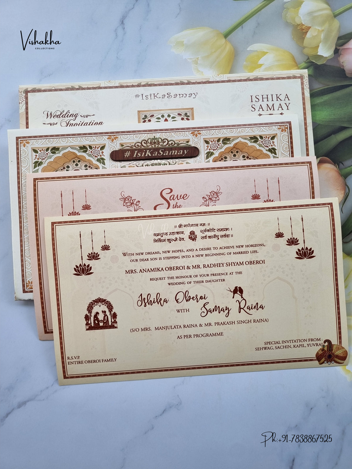 Semi Box Dulah Dulhan Hindu Sikh Jain invitation Cards ATS-5361 – image 3