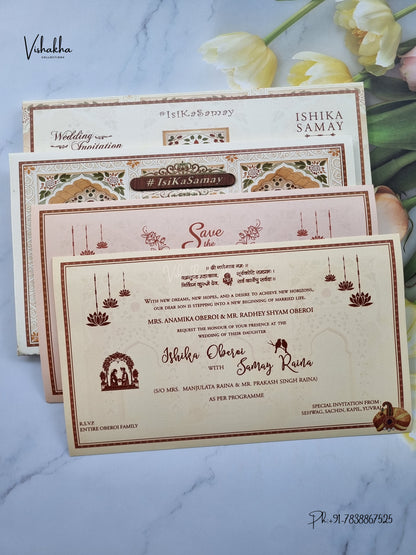 Semi Box Dulah Dulhan Hindu Sikh Jain invitation Cards ATS-5361 – image 3