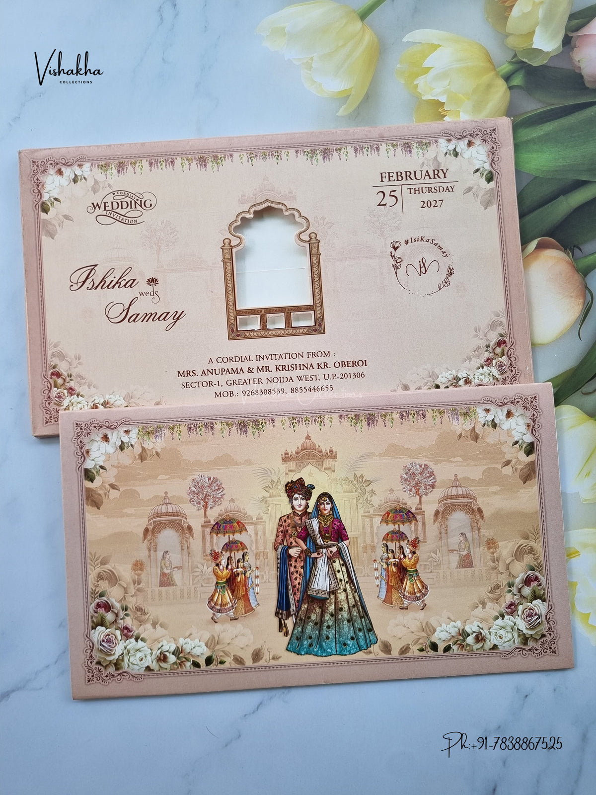 Semi Box Dulah Dulhan Hindu Sikh Jain invitation Cards ATS-5364 – image 1