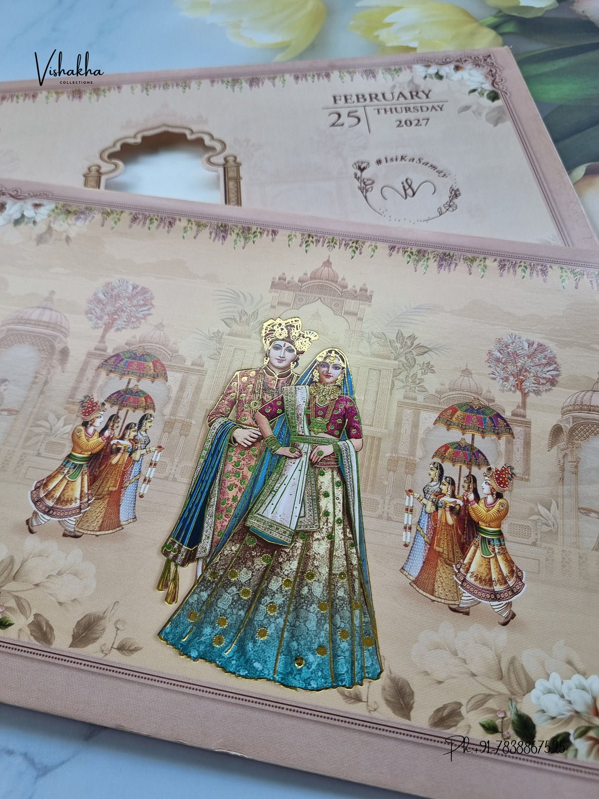 Semi Box Dulah Dulhan Hindu Sikh Jain invitation Cards ATS-5364 – image 2