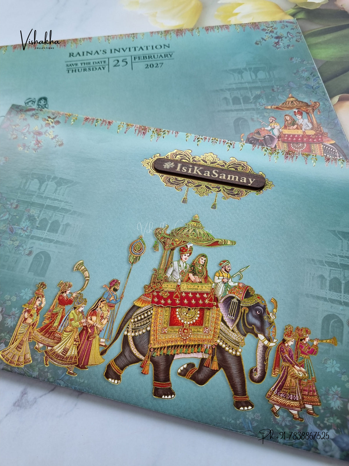 Semi Box Barat Hindu Sikh Jain invitation Cards ATS-5365 – image 2