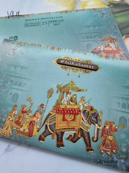 Semi Box Barat Hindu Sikh Jain invitation Cards ATS-5365 – image 2