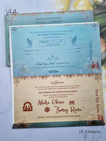 Semi Box Barat Hindu Sikh Jain invitation Cards ATS-5365 – image 3
