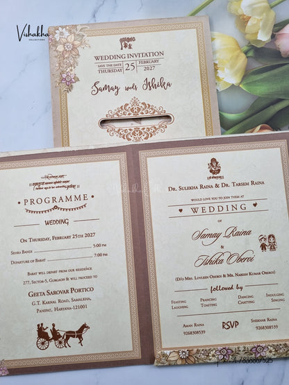 Semi Box Flower Hindu Muslim Christian Sikh Jain invitation Cards ATS-5366 – image 3