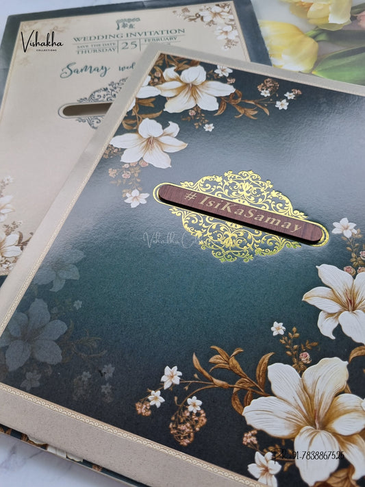Semi Box Flower Hindu Muslim Christian Sikh Jain invitation Cards ATS-5367 – image 2